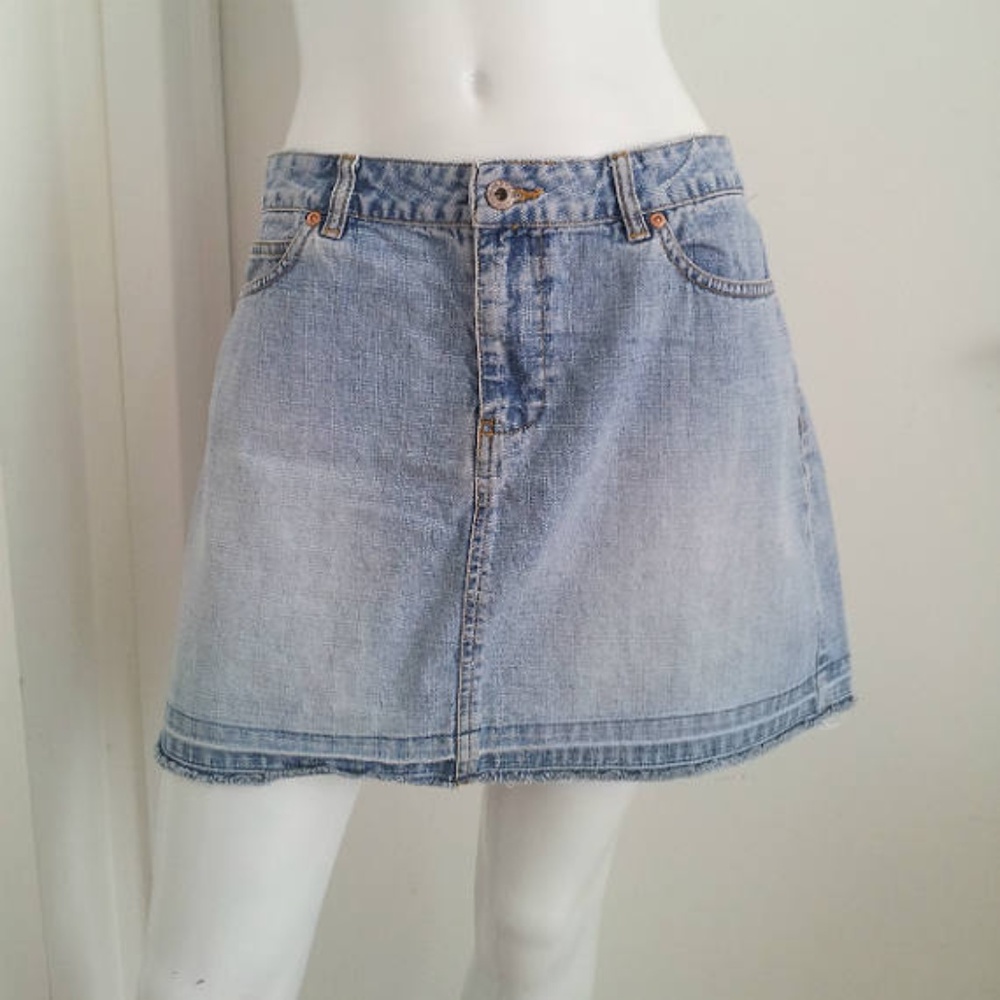 Denim Mini Skirt 90s Vintage Cut Off Jean Skirt